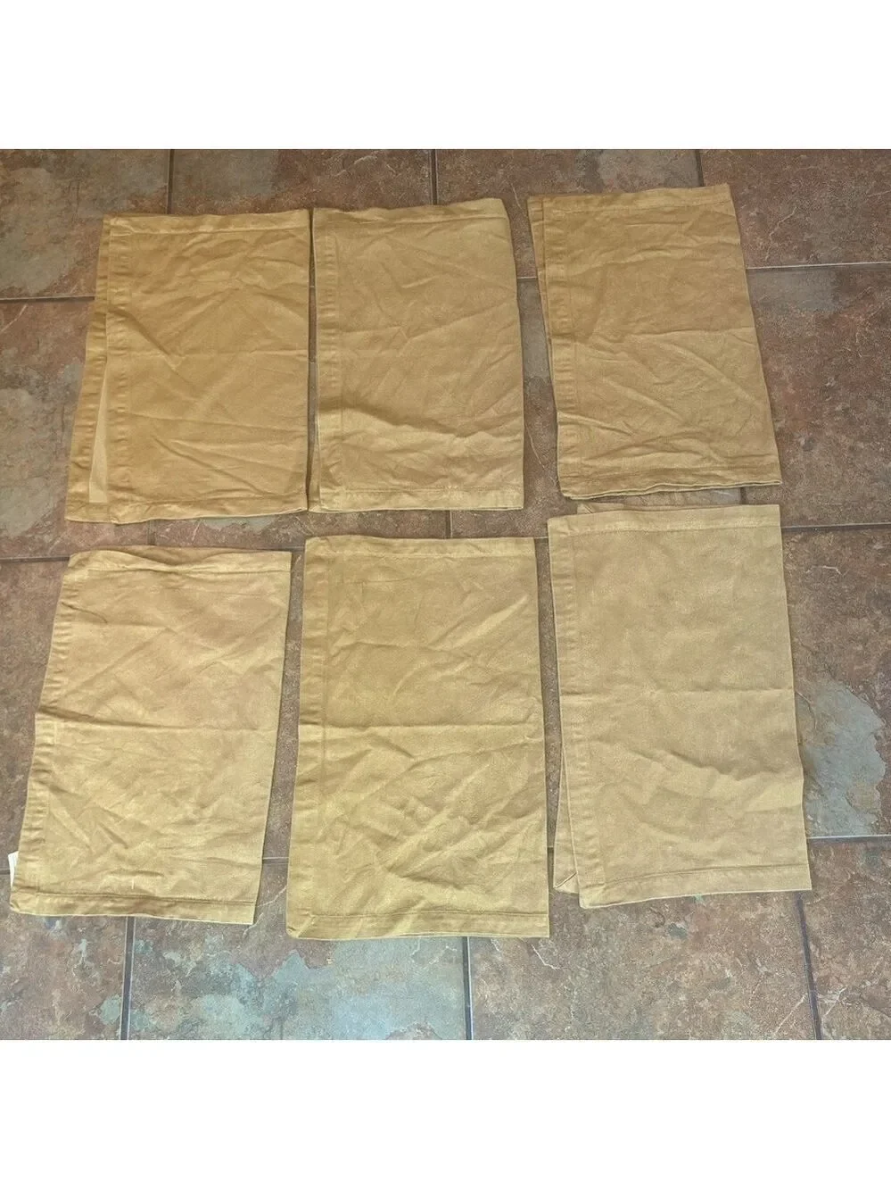 Crate & Barrel Napkin Table Linens Set of 6 Rayon Cotton Sateen Sage Green